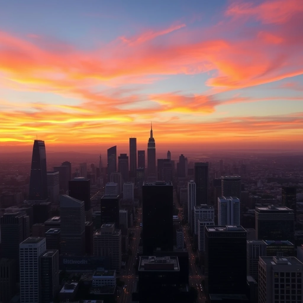 Stunning view of Los Angeles skyline at twilight